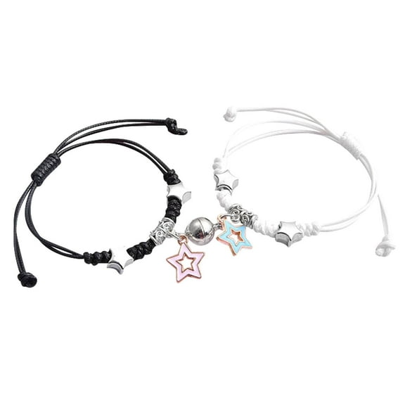 JGJJUGN Magnetic Attraction Couple Bracelet Set of 2, Adjustable Pendant Bracelets, Romantic Matching Jewelry for Lovers, Anniversary Gift, Wedding Decoration, Special Occasion Accessory