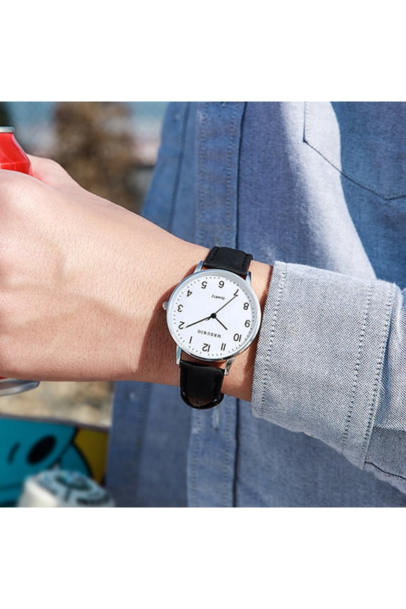 Men's and Women's Quartz Watches Openwork Design Alloy Case Leather Strap Business Casual Wristwatch Couples Watch Lightweight Durable Elegant Timepiece