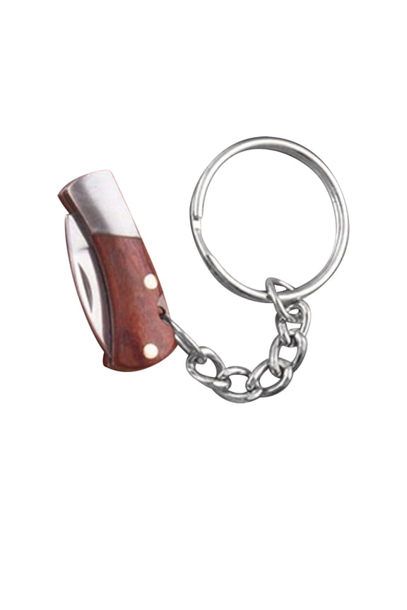 Mini Folding Knife Key Chain Set, Portable Pocket Utility Knife, Compact Delivery Knife, Keychain Cutter Tools, Stainless Steel Blade, Colorful Wood Handle, Great Gift for Adults (2pcs)