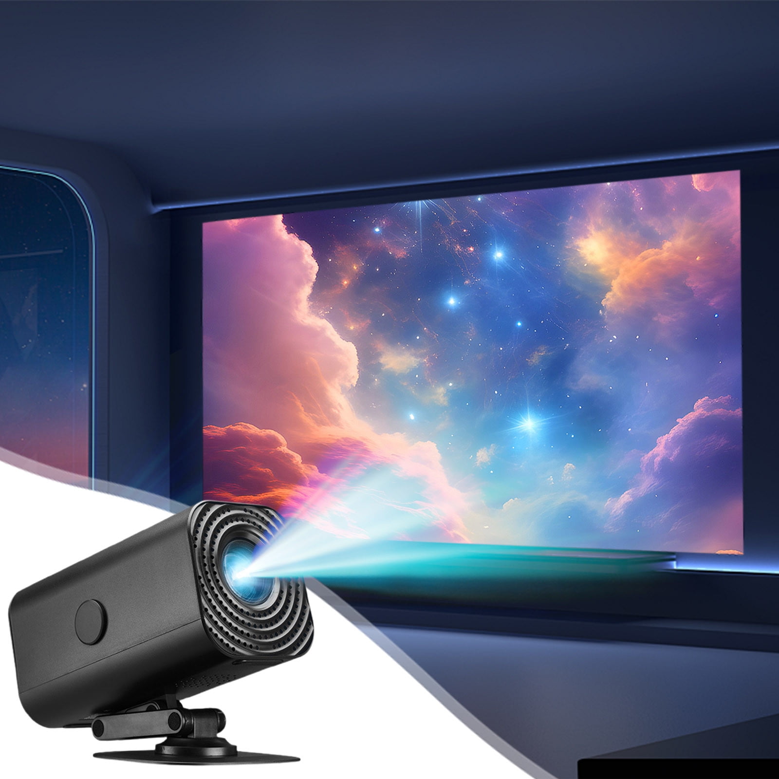 JGJJUGN Mini Portable Projector with Built-in WiFi, Wireless Screen ...