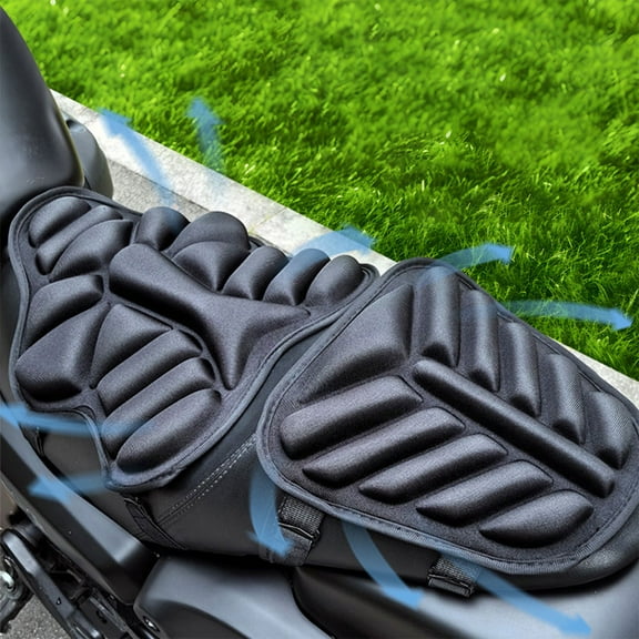 JGJJUGN Motorcycle Shock-Absorbing Seat Cushion Cover, Heat Insulation & Sun Protection, All-Season Seat Protector, Universal Fit for Motorcycles & Scooters, Portable & Easy to Install, Black