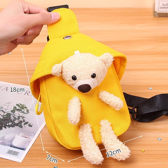 JGJJUGN New Style Bear Canvas Crossbody Bag, Trendy Shoulder Bag, Cute Small Tote, Women’s Fashion Handbag, Lightweight Durable Canvas Purse, Stylish Everyday Bag, Zipper Closure, Adjustable Strap