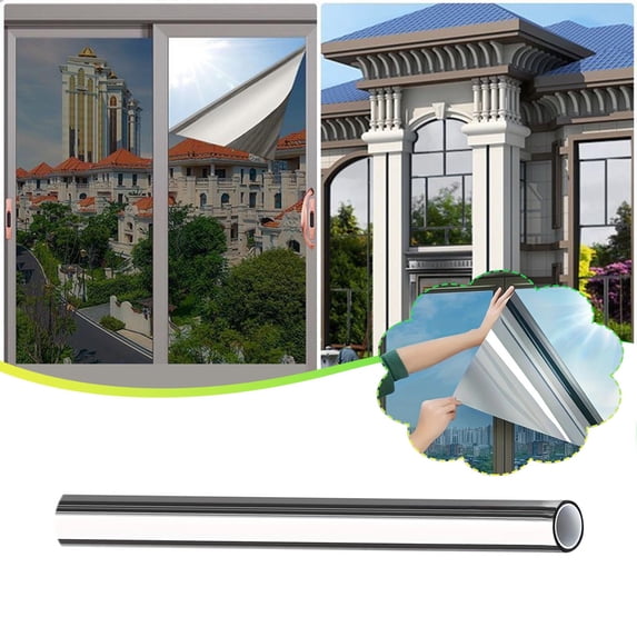 JGJJUGN One Way Reflective Window Film 50CMx200CM Heat Insulation Static Cling Sun Blocking for Office Balcony Glass Privacy