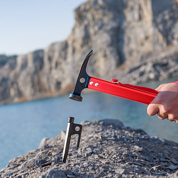 JGJJUGN Outdoor Tent Stake Hammer, Aluminum Alloy Multitool, High-Strength Survival Equipment, Portable Camping Hammer, Ideal for Tent Setup and Outdoor Activities