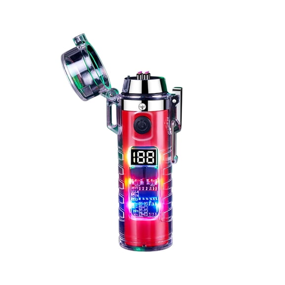 JGJJUGN Outdoor Transparent Double Charging Lighter, Rechargeable Arc Lighter, Waterproof Lighter with Flashlight, Portable Lighter, Fashionable Smoking Accessory, Type-C Charging, Sealed Design