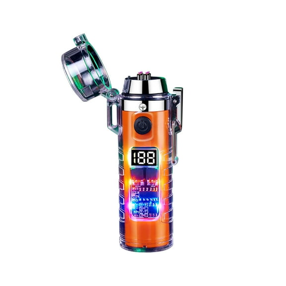 JGJJUGN Outdoor Transparent Double Charging Lighter, Rechargeable Arc Lighter, Waterproof Lighter with Flashlight, Portable Lighter, Fashionable Smoking Accessory, Type-C Charging, Sealed Design