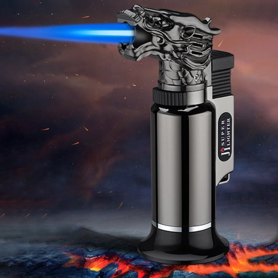JGJJUGN Portable High Temperature Lighter | Direct Blue Flame Torch Lighter | Windproof Butane Lighter for Culinary, BBQ, Camping, and Outdoor Use | Refillable Metal Design | Compact & Stylish