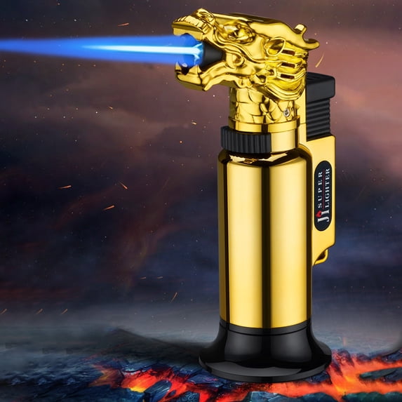 JGJJUGN Portable High Temperature Lighter | Direct Blue Flame Torch Lighter | Windproof Butane Lighter for Culinary, BBQ, Camping, and Outdoor Use | Refillable Metal Design | Compact & Stylish