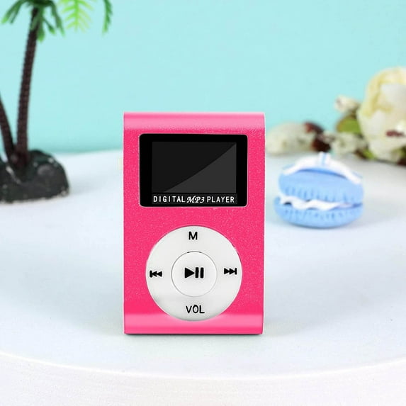 JGJJUGN Portable MP3 Player with Mini USB LCD Screen, Clip-On Sports Music Player, Compact Music Player, Supports MP1 MP2 MP3 Formats, Rechargeable Lithium Battery, Includes Headphones & USB Cable