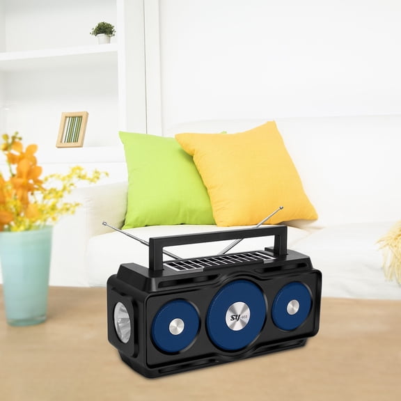 JGJJUGN Portable Waterproof Bluetooth Speaker with AM FM Radio, Solar Charging, Emergency Flashlight, Power Bank, and Outdoor Use