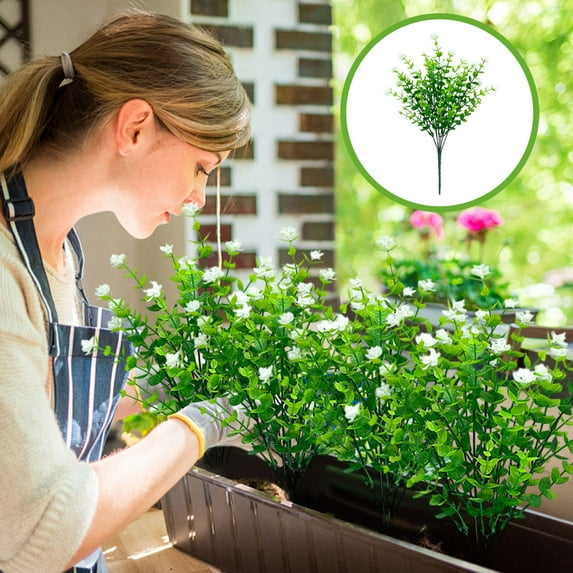 JGJJUGN Realistic Eucalyptus Tea Flower Bouquet - 2Pc Plastic Simulation Flowers for Home Garden Decoration, Outdoor Holiday Decor - 34cm, Multi-Color Options