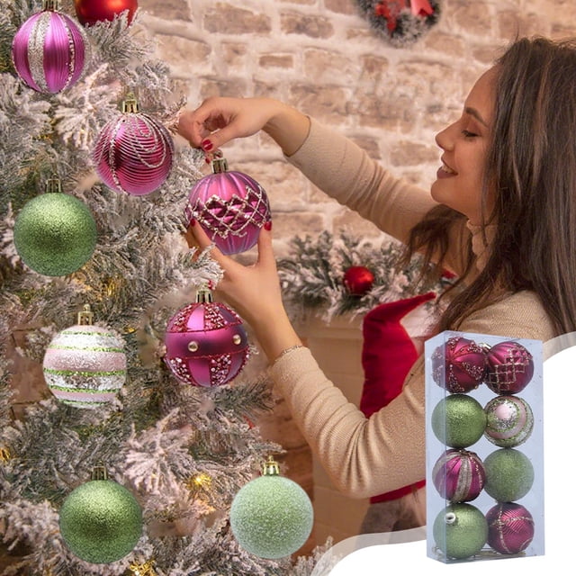 JGJJUGN Shatterproof Christmas Ball Ornaments Set, 8PCS Multicolor Decorative Baubles for Holiday Tree, Festive Party Decor, Various Styles
