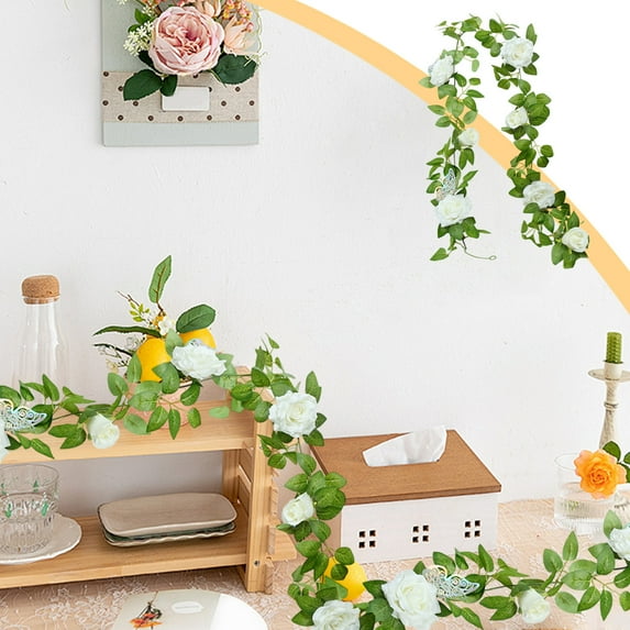 JGJJUGN Simulation Rose Rattan Decorative Vines Multicolor Plastic Flower Garland for Home, Wedding Decor, Indoor and Outdoor Landscaping