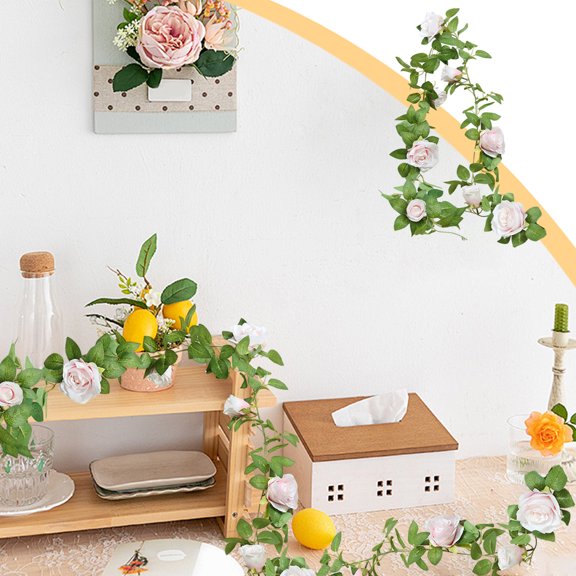 JGJJUGN Simulation Rose Rattan Decorative Vines Multicolor Plastic Flower Garland for Home, Wedding Decor, Indoor and Outdoor Landscaping