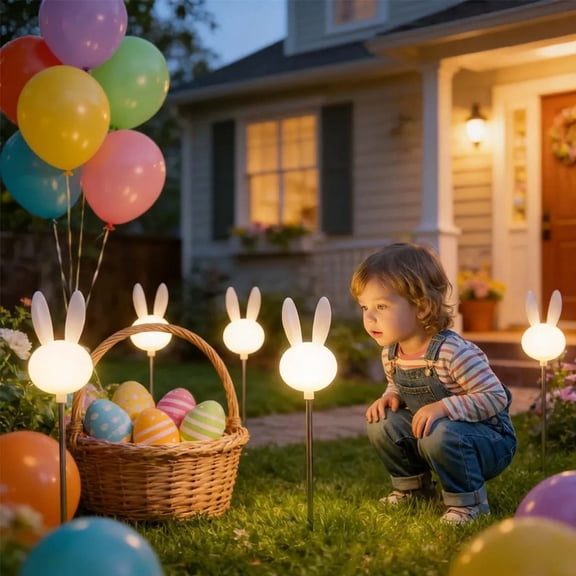 JGJJUGN Solar Outdoor Bunny Garden Light Cute Bunny LED Landscape Lamp Waterproof Pathway Decor Garden Lighting Ornament for Patios Lawns Yard Decoration