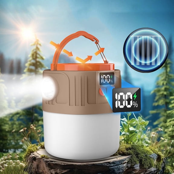 JGJJUGN Solar Rechargeable Camping Lights, LED Outdoor Lantern, Multi-Mode Tent Lights, Portable Emergency Lighting, Hanging Camp Light, Solar Charging, USB Rechargeable, Waterproof Adventure Light