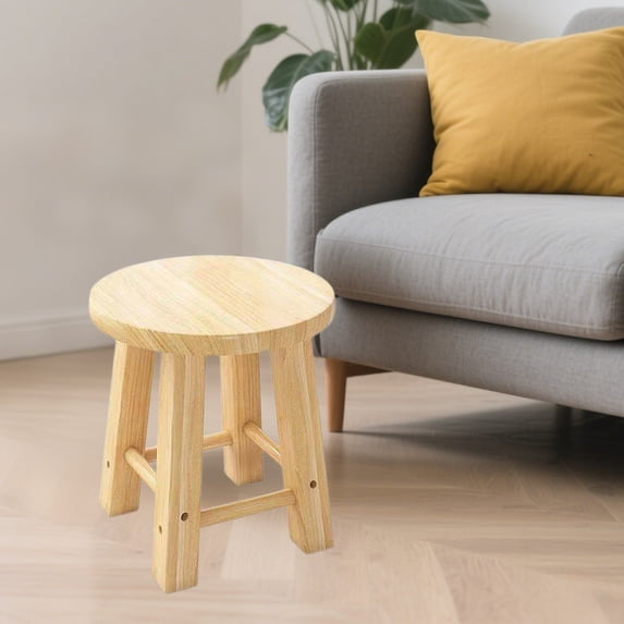 JGJJUGN Solid Wood Stool Small Round Stool Compact Wooden Chair Versatile Laundry Shoe Changing Stool Waterproof Durable Oak Seat for Home Kitchen Entryway Furniture
