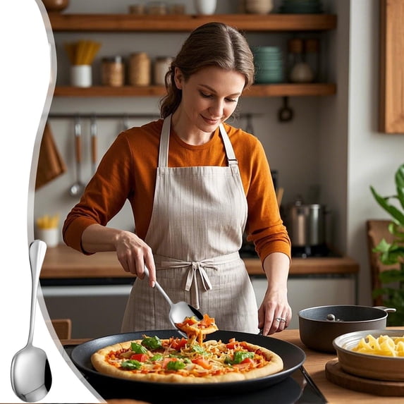 JGJJUGN Stainless Steel Serving Spoon - Large Communal Spoon for Food Sharing, Long Handle, Restaurant & Home Use, Durable and Rust-Resistant