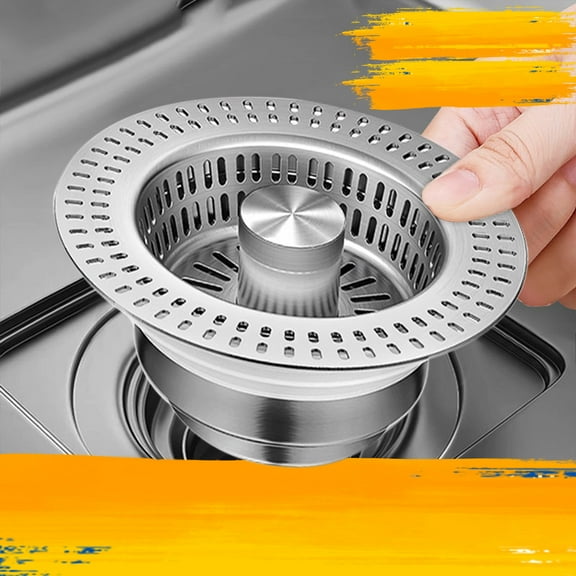 JGJJUGN Stainless Steel Sink Strainer Screen Filter | Kitchen Drain Plug | Vegetable & Dishwasher Sink Filter | Large Capacity Odor Seal | Easy Install & Clean | Universal Fit 71-85mm
