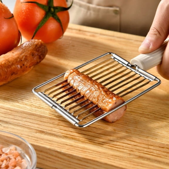 JGJJUGN Stainless Steel Tomato Slicer, Ergonomic Handle Slicing Tool, Multi-use Kitchen Cutter for Tomatoes, Sausages, Cheese, Easy Clean, Dishwasher Safe, Perfect for Meal Prep