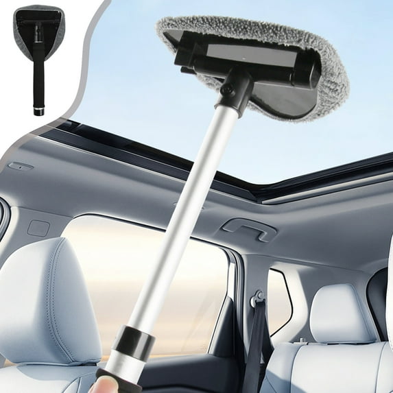 JGJJUGN Telescopic Window Wiper - Washable Glass Cleaning Brush for Cars, Extendable Car Window Cleaner, Dust and Fog Removal Tool, Compact Plastic Design, Lightweight, 51cm/20.07in