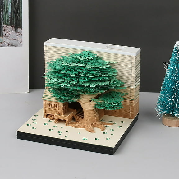 JGJJUGN Three Dimensional Note Paper Gift - Decompression Note Ornament, Penholder Decor, Stereoscopic Paper Carving, Stress Relief Tool, Unique Desk Accessory - 260 Pages, Compact Size 9x9x6cm