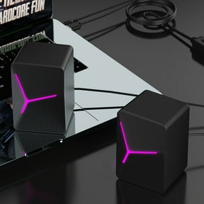 JGJJUGN USB Computer Speakers Mini Wired Soundbar Hifi Stereo Speakers RGB Light Multimedia Desktop Subwoofer for Laptop Mobile Phone Gaming Audio