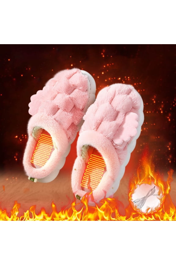 USB Heated Slippers for Warm Feet | Winter Heating Shoes | Comfy Indoor Slippers | Soft Knitted Wool | Fast Heating | Washable & Detachable Design | Perfect for Office & Home