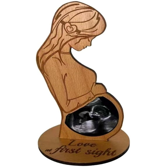 JGJJUGN Unique Design Ultrasound Photo Frame - Wooden Baby Sonogram Picture Keepsake for Pregnant Mothers and Gender Reveal Parties