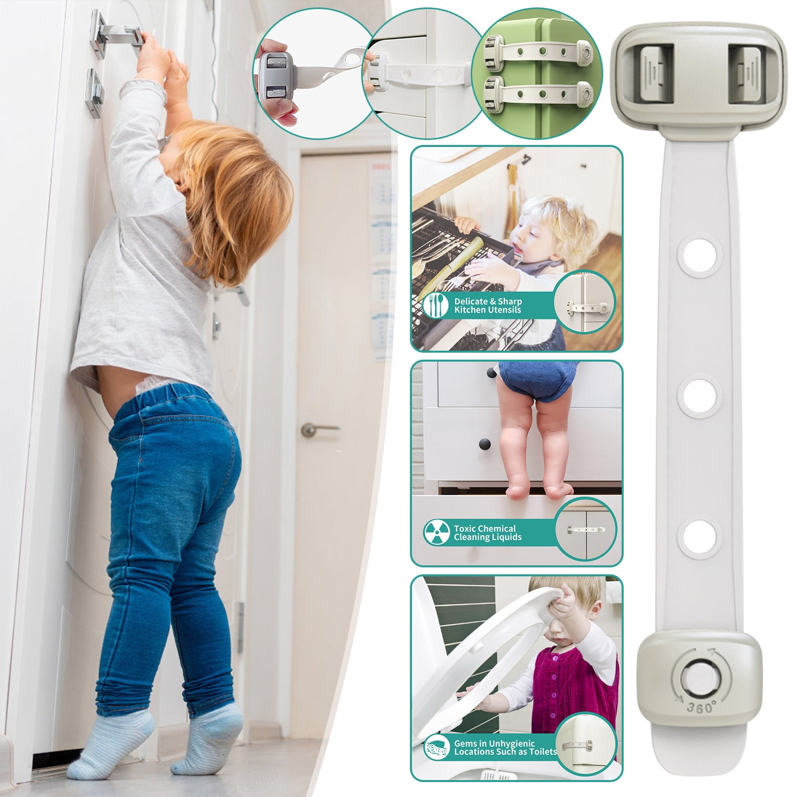 JGJJUGN Upgraded Locks for Babies Double Child Latches