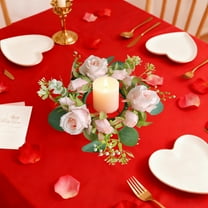 JGJJUGN Valentine's Day Rose Wreath, Floral Candle Ring, Table Centerpiece Decoration, Multicolor Roses with Leaves, Party and Wedding Decor, Romantic Dining Table Ambiance