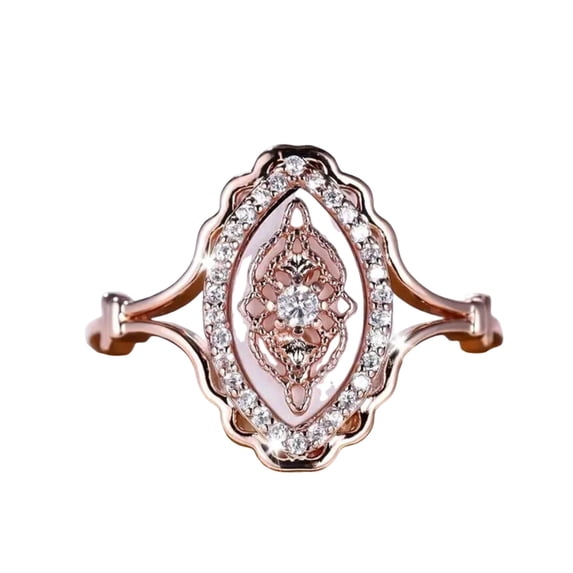 JGJJUGN Vintage Lace Ring for Women, Personalized High-End Jewelry, Elegant Floral Design, Zirconia Embellished Statement Ring, Lightweight Comfort Ring for Gifting, Size US 6-10