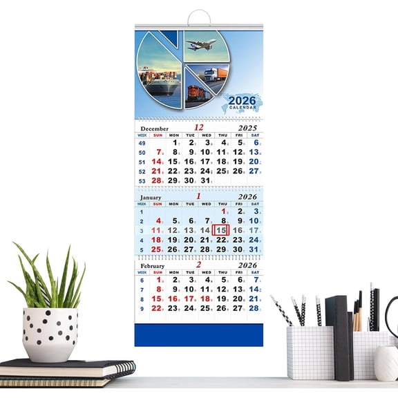 JGJJUGN Wall Calendar 2026 - Large Hangable Monthly Planner, 3 Month View Organizer for Home, Office, Workplace, Time Management, Effective Scheduling Tool