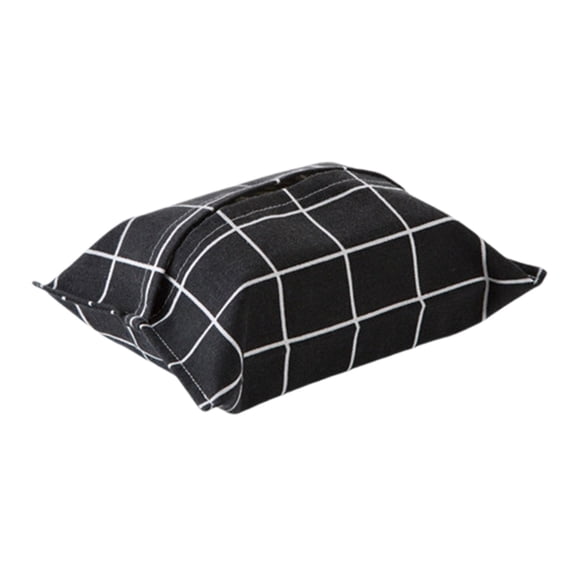 JGJJUGN Washable Cloth Tissue Storage Bag for Home Office Car - Linen Paper Towel Holder, Modern Decorative Tissue Box Cover, Soft Cotton Fabric, Versatile, Black & Gray Options, 23x16cm