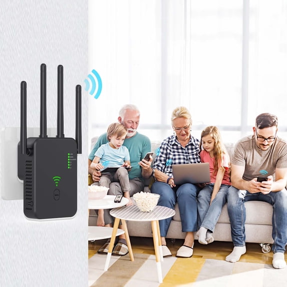 JGJJUGN WiFi Extender 300Mbps Signal Booster 2.4GHz Amplifier with 4 Antennas for Home Network Coverage, Easy Setup and Fast Connectivity