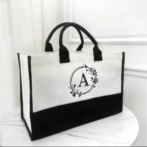 JGJJUGN Women's Fashion Canvas Handbag, Cotton Canvas Tote Bag, Letter Beach Bag, European Style Shopper, Large Capacity Canvas Shopping Bag, Durable Beach Tote, Multi-Use Travel Bag