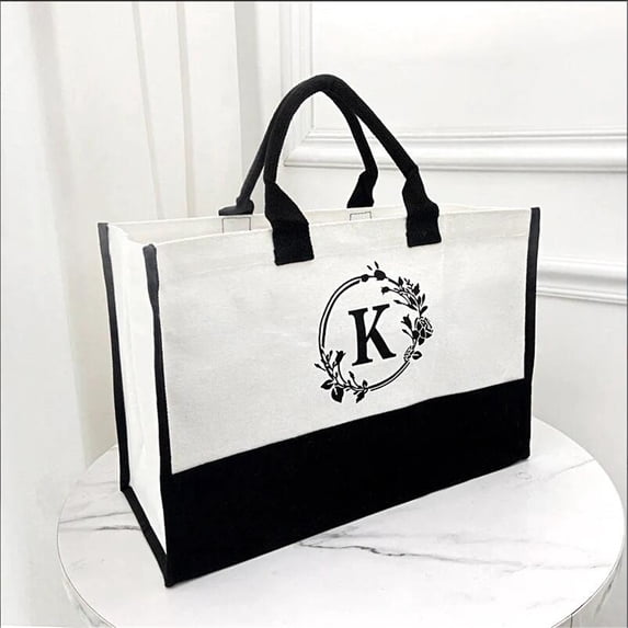 JGJJUGN Women's Fashion Canvas Handbag, Cotton Canvas Tote Bag, Letter Beach Bag, European Style Shopper, Large Capacity Canvas Shopping Bag, Durable Beach Tote, Multi-Use Travel Bag