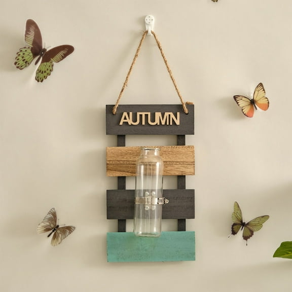JGJJUGN Wooden Board Wall Decoration Vase Hydroponic Glass Vase Home Decor for Living Room Unique Rustic Style Wall Hanging