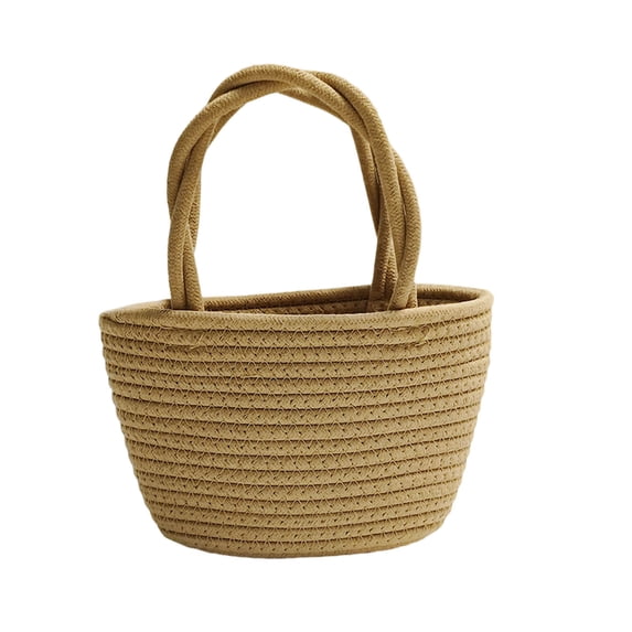 JGJJUGN Woven Rainbow Handle Beach Tote Bag Fashionable Summer Handbag Lightweight Portable Storage for Vacation and Outdoor Activities