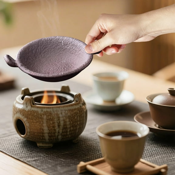 JGJJUGN Tea Roasting Stove Set, Candle Heating Tea Warmer, Tea Ceremony Accessory, Aroma Enhancer, Ceramic Tea Roasting Set, Tea Warming Tile, Traditional Tea Brewing Essentials