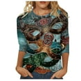 thumbnail image 1 of JGNGSHN 3/4 Sleeve Tops forWomen Sort Crew Neck Shirts Carnival Party Parade Loose Fit Blouses, 1 of 5