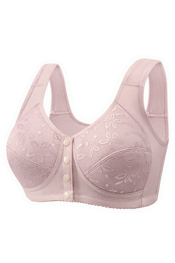 Bra for Women Girls Front Button Closure Bras，Comfortable Front Closure Button Soft Sleep Bras Wireless Breathable