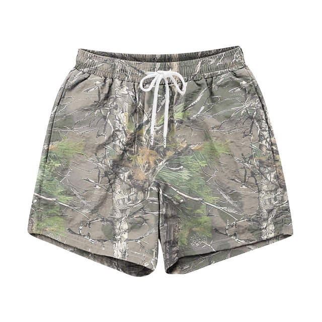 JGNGSHN Casual Men's Camo Shorts - Drawstring Waist Camouflage Shorts ...