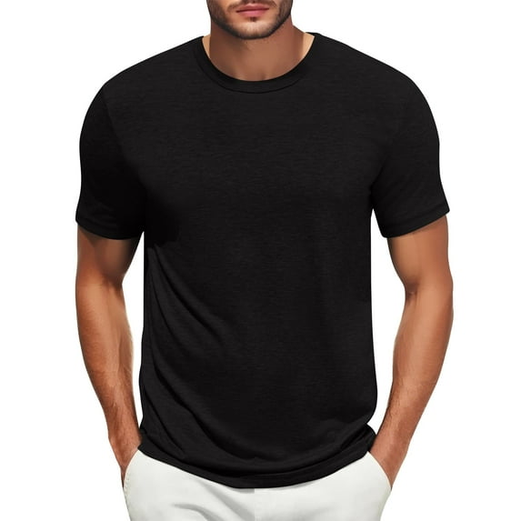 JGNGSHN Casual Men's Slim Fit T-Shirt, Solid Color Short Sleeve Round Neck Comfortable Top