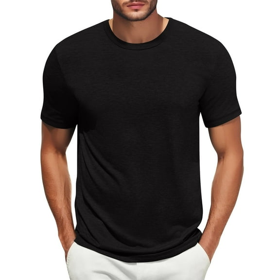 JGNGSHN Casual Men's Slim Fit T-Shirt, Solid Color Short Sleeve Round Neck Comfortable Top