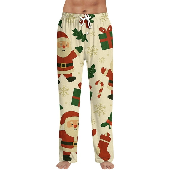 JGNGSHN Christmas Pajamas for Men Soft Lightweight Plaid Sleep Lounge Pants Comfy Sleepwear Pants PJ Bottoms with Pockets and Button Fly