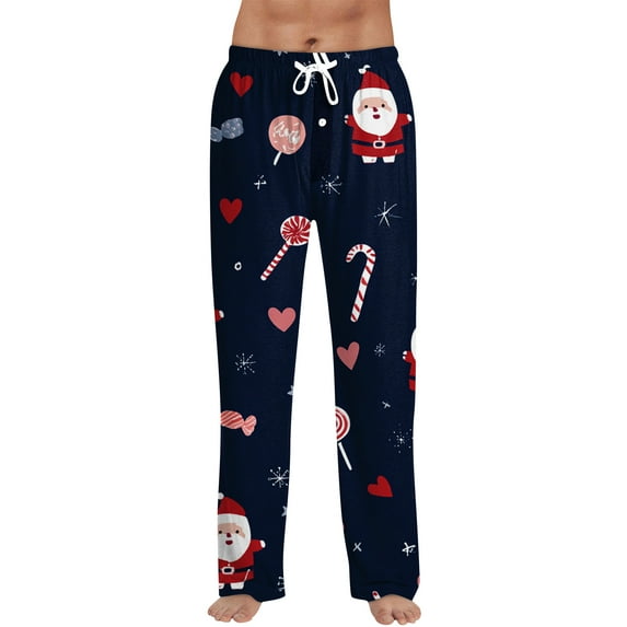 JGNGSHN Christmas Pajamas for Men Soft Lightweight Plaid Sleep Lounge Pants Comfy Sleepwear Pants PJ Bottoms with Pockets and Button Fly