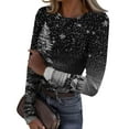 thumbnail image 1 of JGNGSHN Long Sleeve Christmas Undershirt for Women Stretchy Fitted Round Crew Ribbed Tops Print Tees Going Out Workout Outfits, 1 of 7
