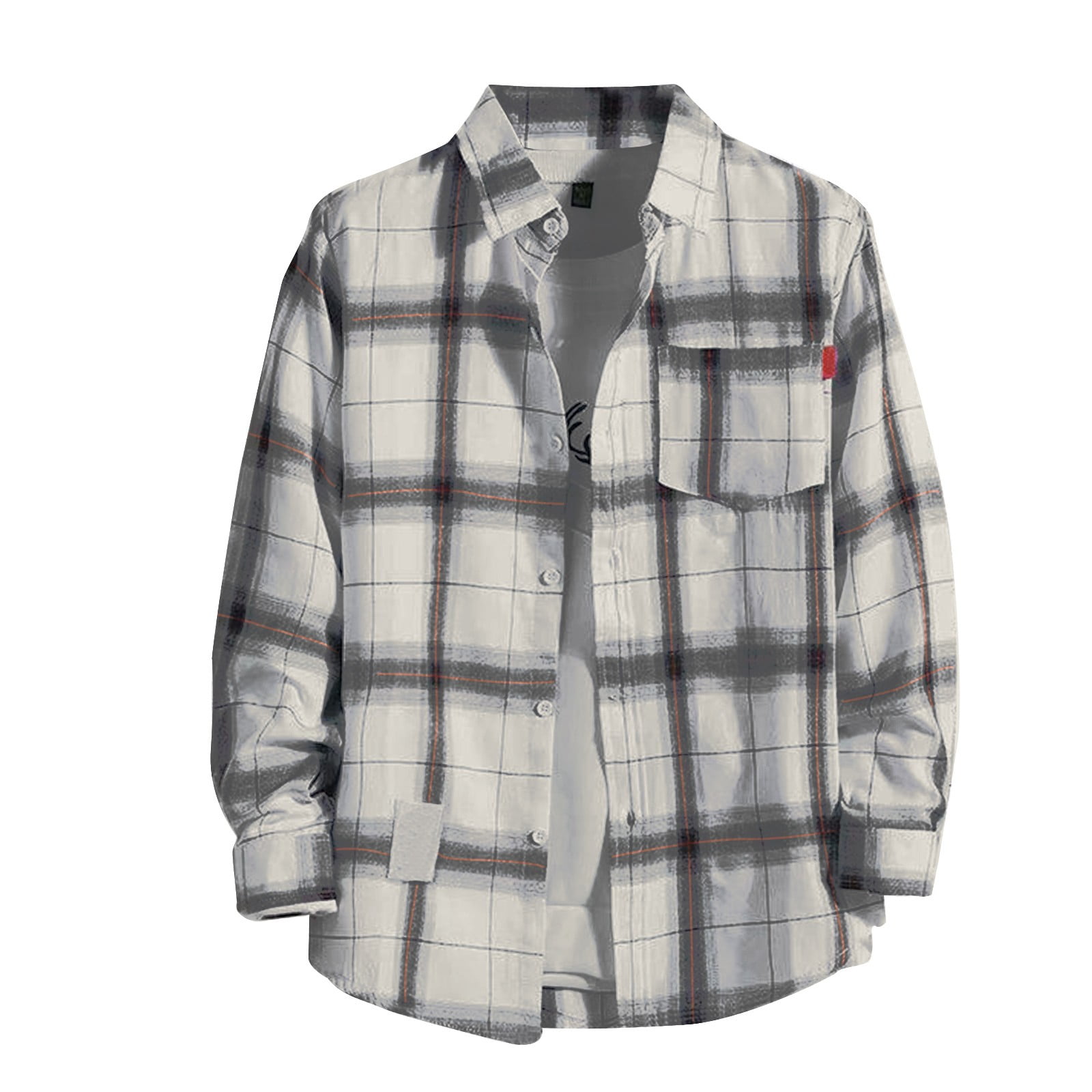 JGNGSHN Long Sleeve Plaid Shirt for Men Button Down Casual Loose Fit ...