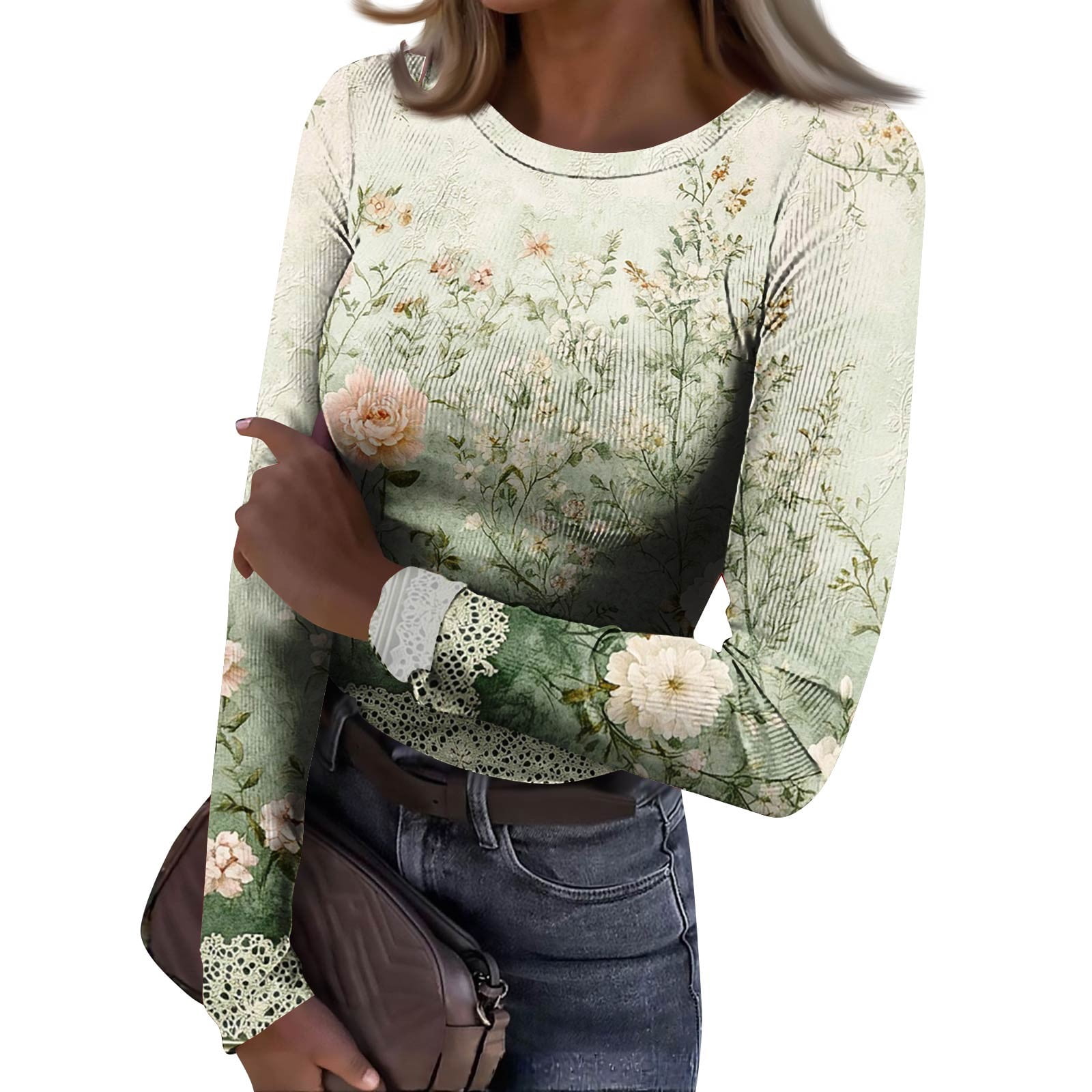 Women's Long Sleeve Ribbed T-Shirt – Pima Cotton, Slim Fit, Stretchy & Comfortable, Solid Colors